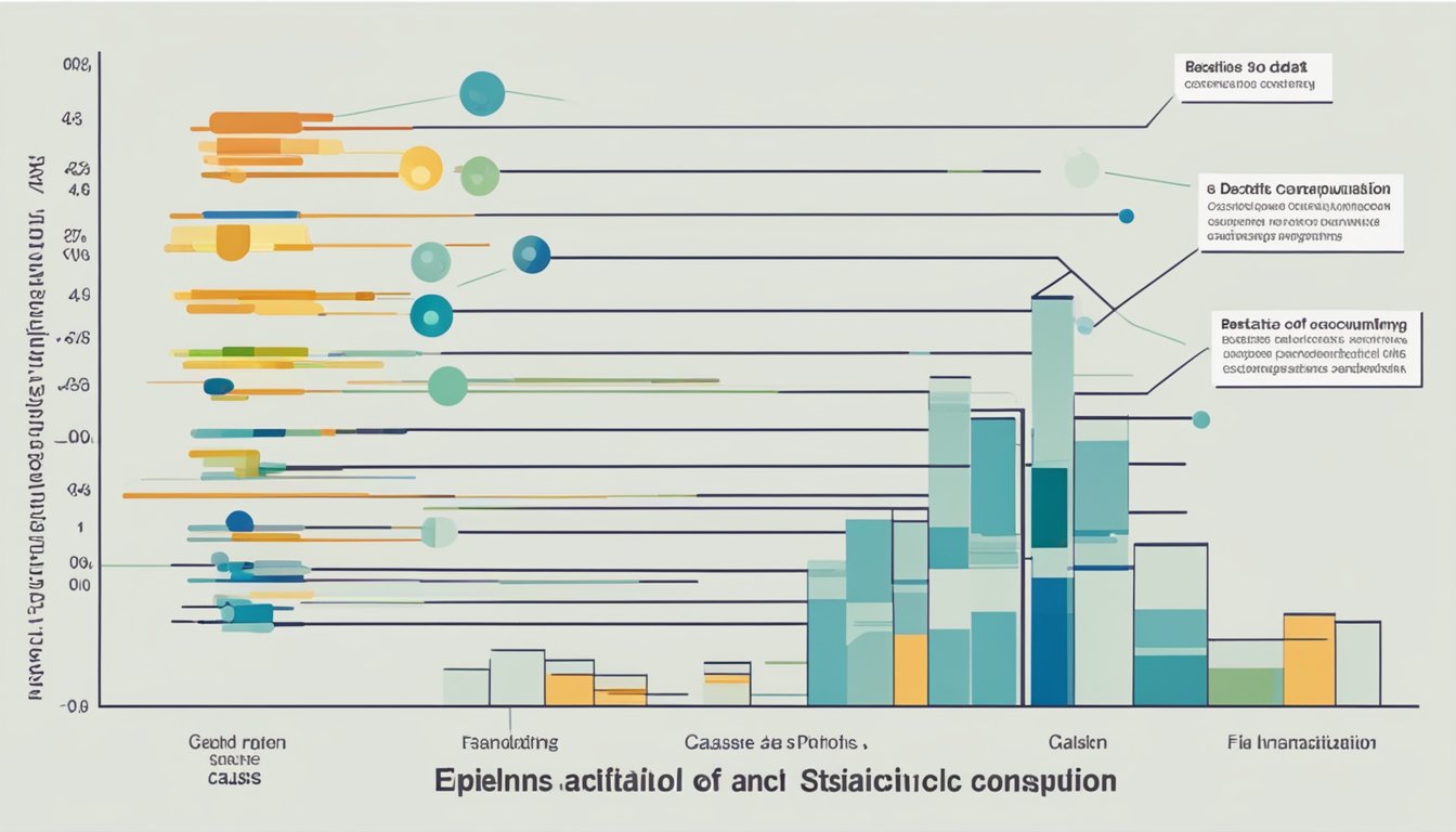 A bar graph showing causes of death related to consumption, with data points representing epidemiological and statistical information